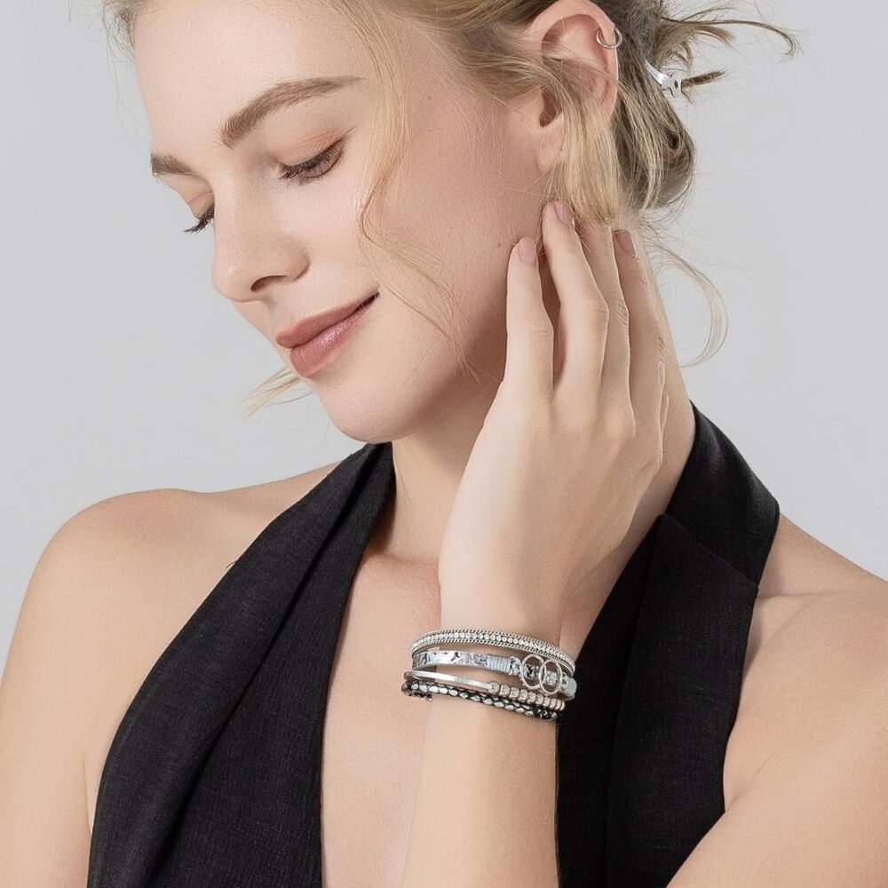 Leather Cuff Bracelets Beaded Infinity Jewelry Fo… - image 2